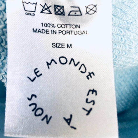 Le Pere "Domo" Hearts Hoodie Men's Size Medium Blue Oversized Hooded Pullover M - Picture 9 of 10